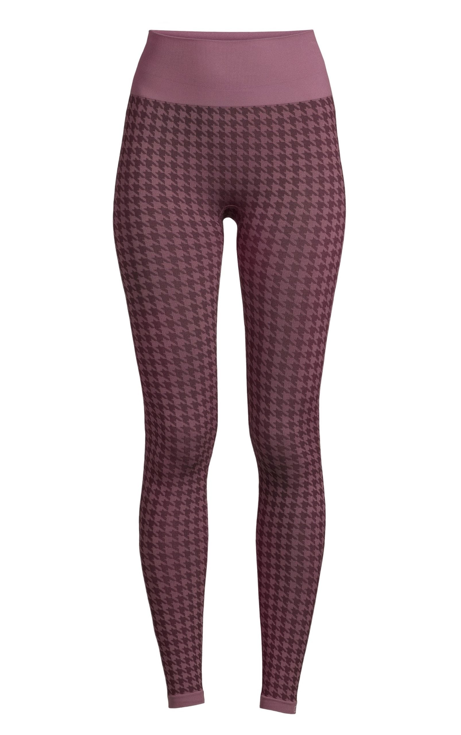 Houndstooth Base Layer High Waist Tights Plum - 19WA50045_1-scaled