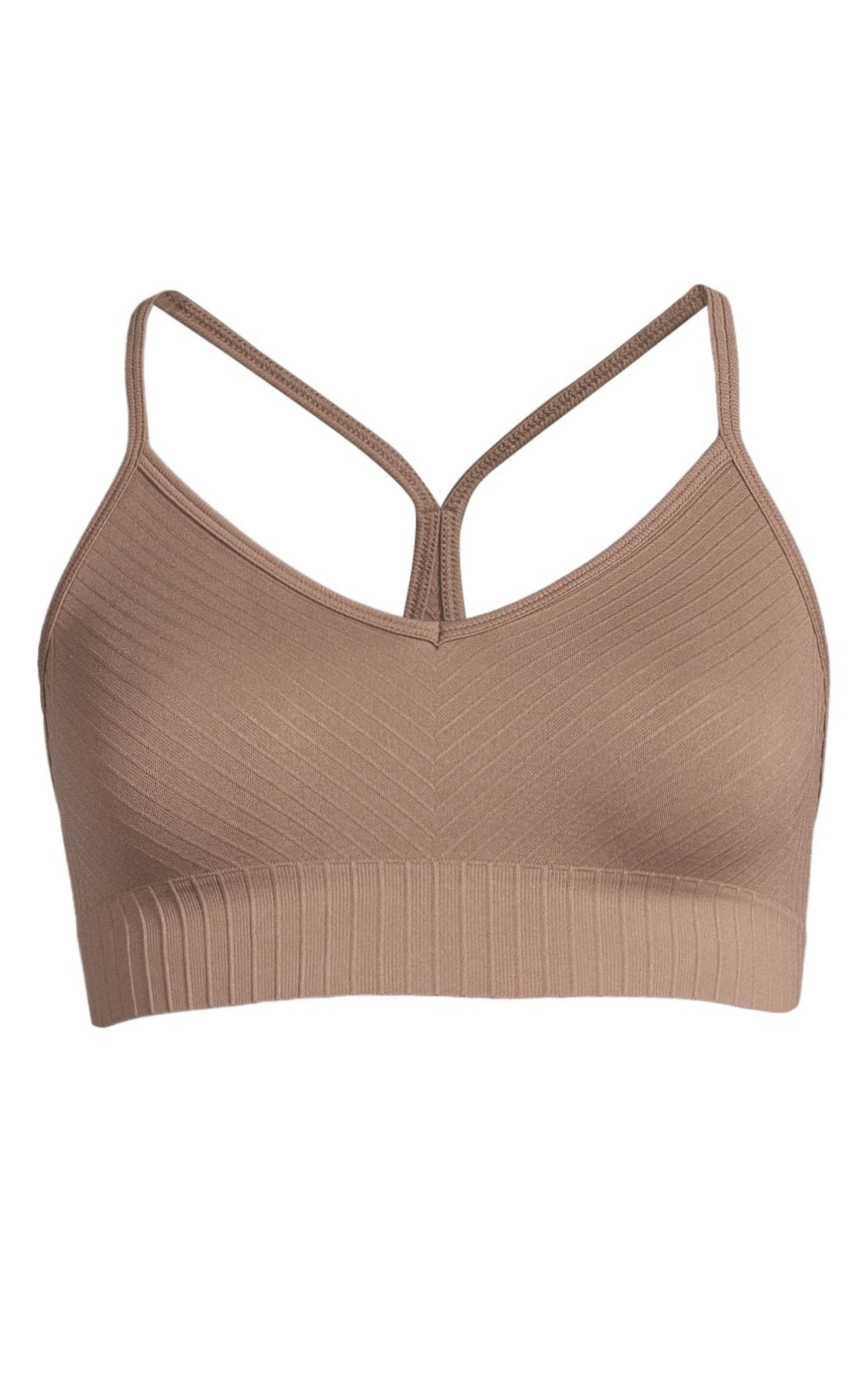 Seamless Graphical Rib Sports Top Taupe Brown